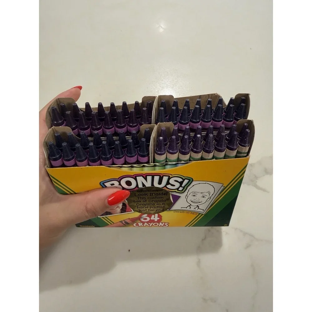 Crayola Crayons 64 Pack With Built In Sharpener Shades Of Purple NIB Sealed